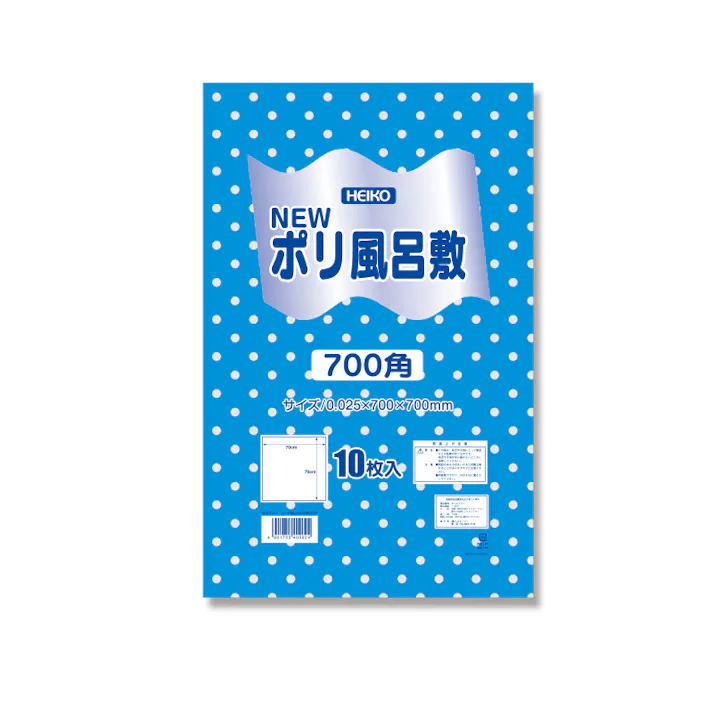 HEIKO シモジマ Nポリ風呂敷 700角 ブルー 水玉 10枚×100 006685207(CDC)【別送品】