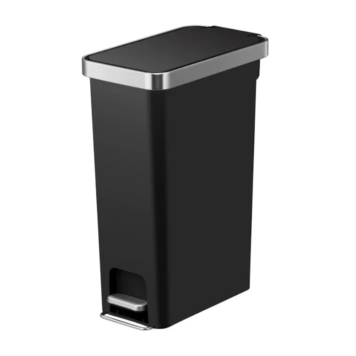 EKOJAPAN EKO ハナスリムプラスチック ステップビン 40L ブラック EK6268-40L-BL ごみ箱 ゴミ箱ステップ式 40L フタ付き 6951800607033【別送品】