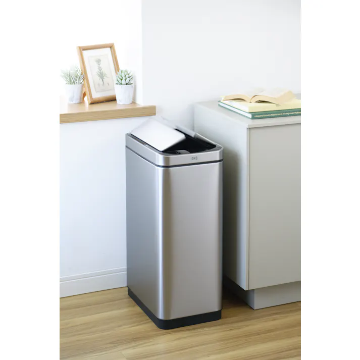 EKOJAPAN EKO エックスウィング センサービン 45L シルバー EK9387MMT-45L ごみ箱 ゴミ箱自動開閉 センサー式45L 両開き USB充電式C ステンレス インナーボックス付 6951800608139【別送品】