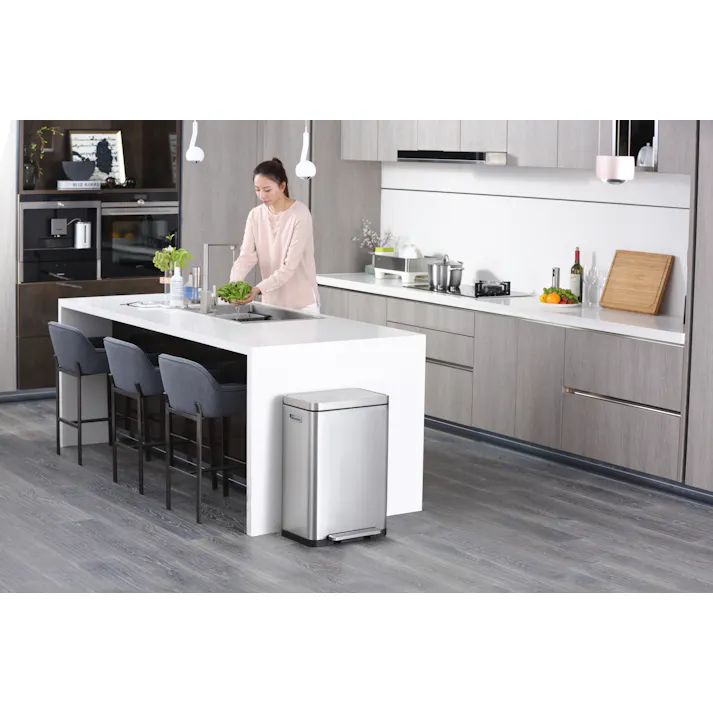 EKOJAPAN EKO Xキューブ ステップビン 30L シルバー EK9368MT-30L ごみ箱 ゴミ箱ステップ式30L ステンレス 抗菌 消臭ケース付き インナーボックス付 フタ付 6951800616486【別送品】