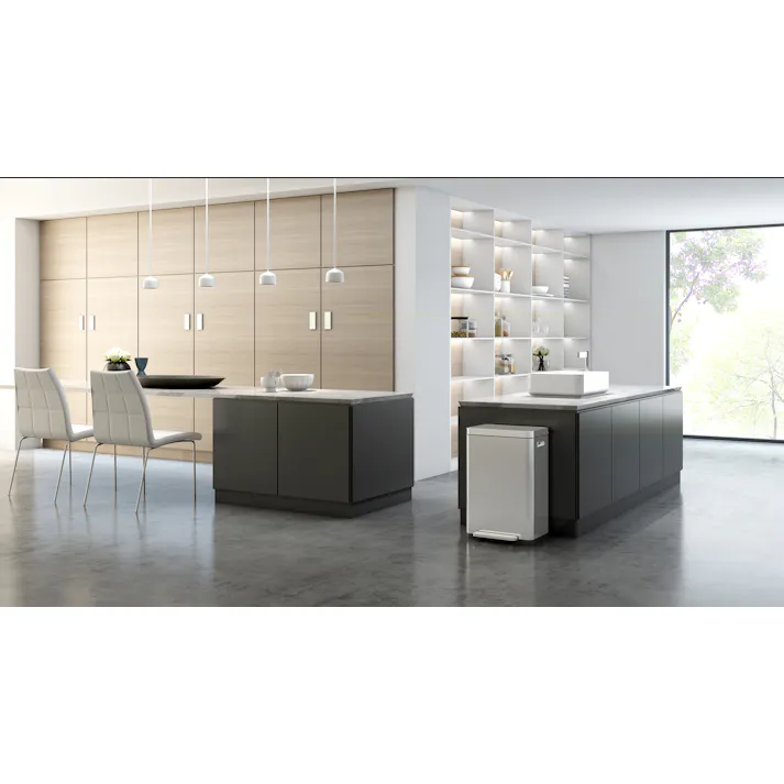 EKOJAPAN EKO Xキューブ ステップビン 45L シルバー EK9368MT-45L ごみ箱 ゴミ箱ステップ式45L ステンレス 抗菌 消臭ケース付き インナーボックス付 フタ付 6951800616493【別送品】