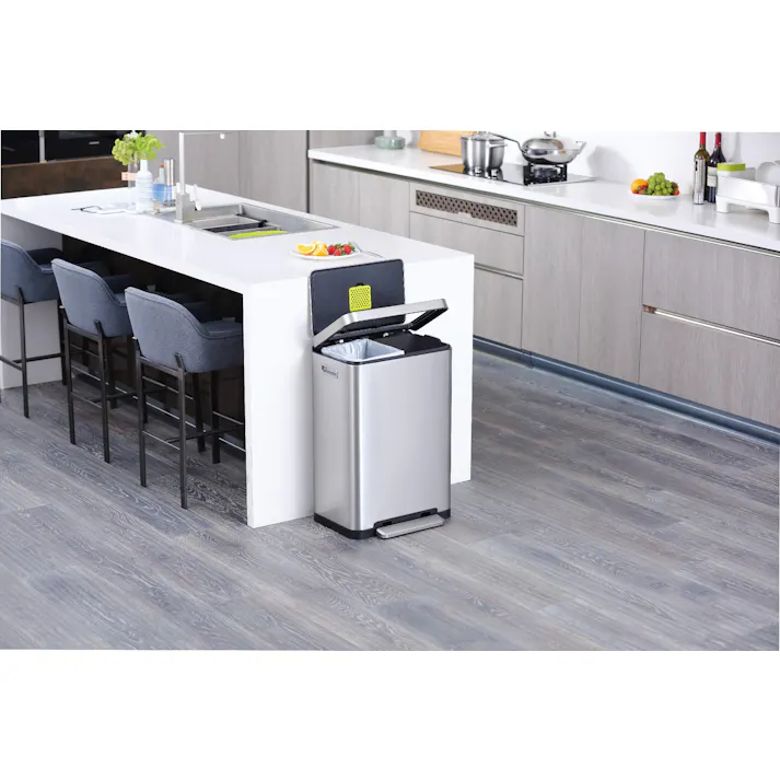 EKOJAPAN EKO Xキューブ ステップビン 20L+20L シルバー EK9368MT-20L+20L ごみ箱 分別ゴミ箱ステップ式20L+20L ステンレス 抗菌 消臭ケース付き インナーボックス付 フタ付 6951800616790【別送品】