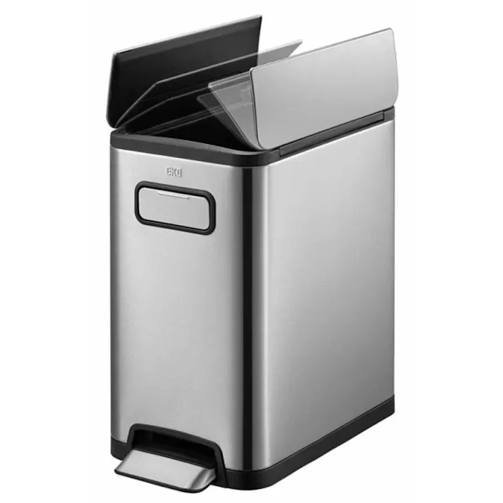 EKOJAPAN EKO エコフライ ステップビン 20L シルバー EK9377MT-20L ごみ箱 ゴミ箱ステップ式20L 両開き ステンレス インナーボックス付 フタ付 キャスター付 6951800656819【別送品】