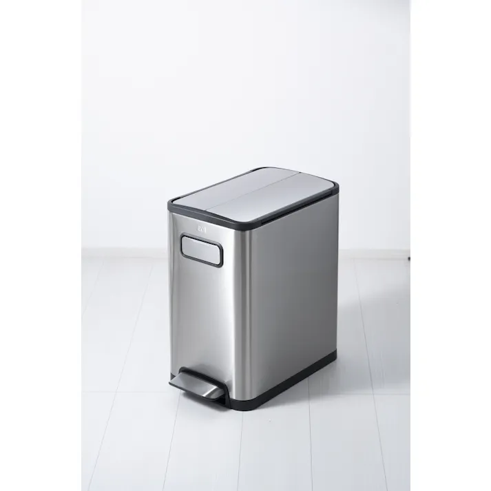 EKOJAPAN EKO エコフライ ステップビン 20L シルバー EK9377MT-20L ごみ箱 ゴミ箱ステップ式20L 両開き ステンレス インナーボックス付 フタ付 キャスター付 6951800656819【別送品】