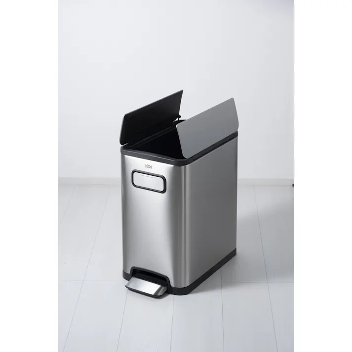 EKOJAPAN EKO エコフライ ステップビン 20L シルバー EK9377MT-20L ごみ箱 ゴミ箱ステップ式20L 両開き ステンレス インナーボックス付 フタ付 キャスター付 6951800656819【別送品】
