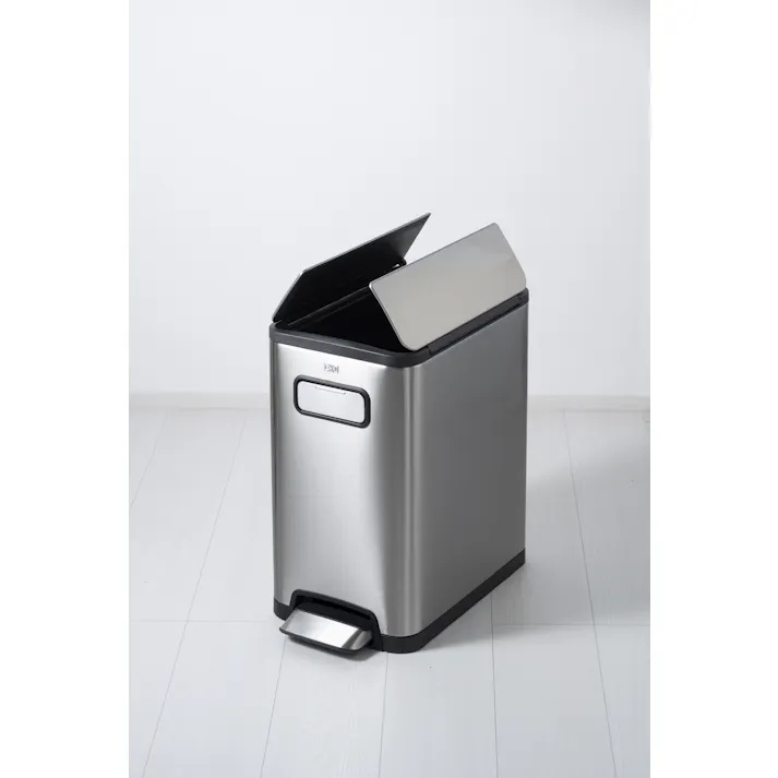 EKOJAPAN EKO エコフライ ステップビン 20L シルバー EK9377MT-20L ごみ箱 ゴミ箱ステップ式20L 両開き ステンレス インナーボックス付 フタ付 キャスター付 6951800656819【別送品】