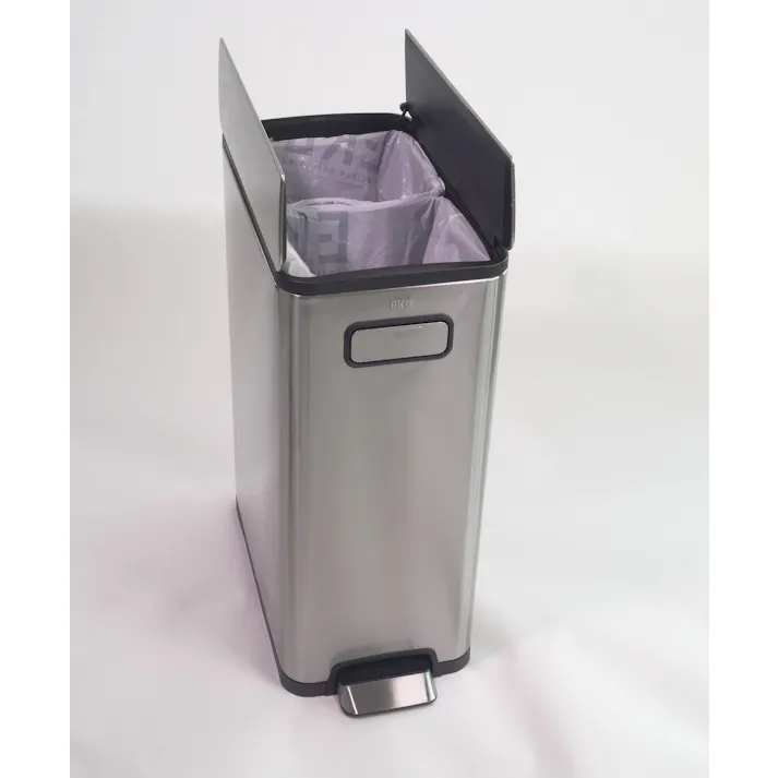 EKOJAPAN EKO エコフライ ステップビン 20L+20L シルバー EK9377MT-20L+20L ごみ箱 分別ゴミ箱ステップ式20L+20L 両開き ステンレス インナーボックス付 フタ付 キャスター付 6951800656826【別送品】
