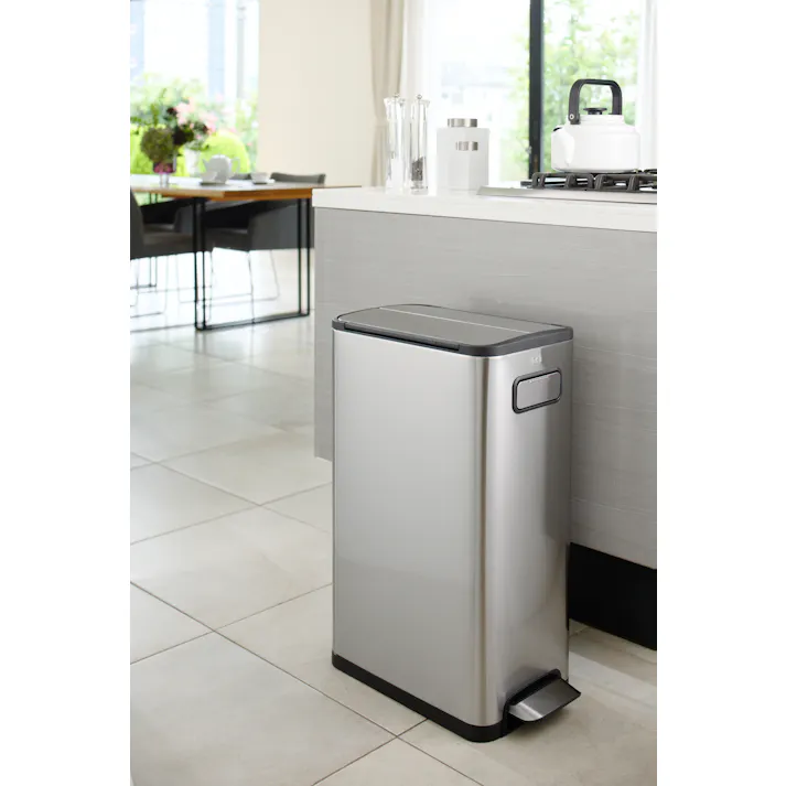 EKOJAPAN EKO エコフライ ステップビン 20L+20L シルバー EK9377MT-20L+20L ごみ箱 分別ゴミ箱ステップ式20L+20L 両開き ステンレス インナーボックス付 フタ付 キャスター付 6951800656826【別送品】
