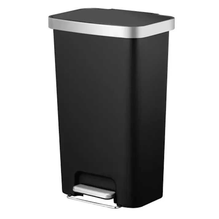 EKOJAPAN EKO ハナプラスチック ステップビン 45L ブラック EK6266-45L-BL ごみ箱 ゴミ箱ステップ式 45L キャスター付き フタ付き 6951800685017【別送品】