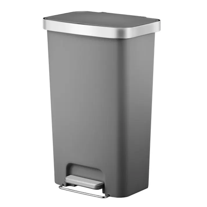 EKOJAPAN EKO ハナプラスチック ステップビン 45L グレー EK6266-45L-GR ごみ箱 ゴミ箱ステップ式 45L キャスター付き フタ付き 6951800685123【別送品】