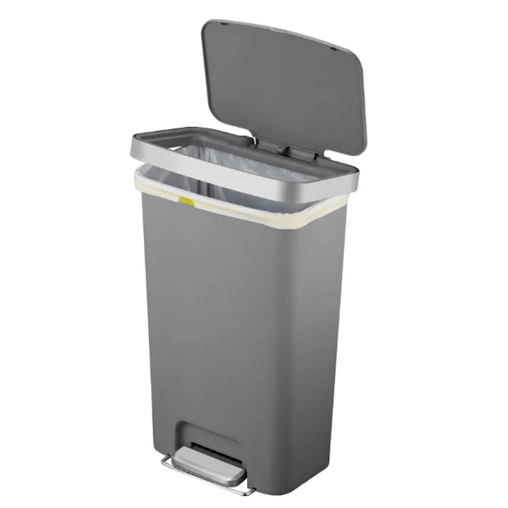 EKOJAPAN EKO ハナプラスチック ステップビン 45L グレー EK6266-45L-GR ごみ箱 ゴミ箱ステップ式 45L キャスター付き フタ付き 6951800685123【別送品】