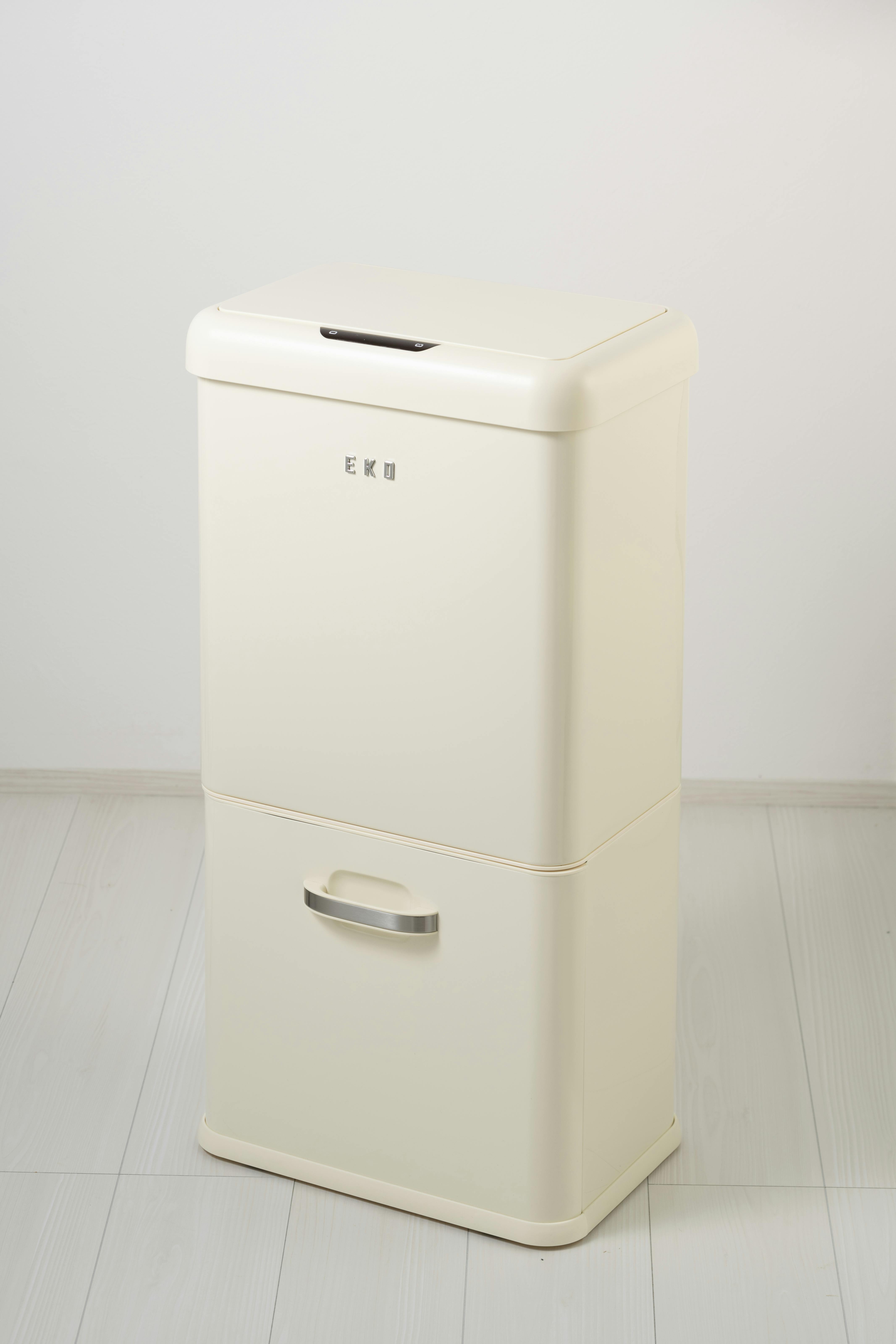 EKOJAPAN モダンヴィンテージセンサービン 32L+18L バニラ EK9336P-32L+18L-VN EKO ごみ箱 ゴミ箱自動開閉 上段32L+下段 ペール