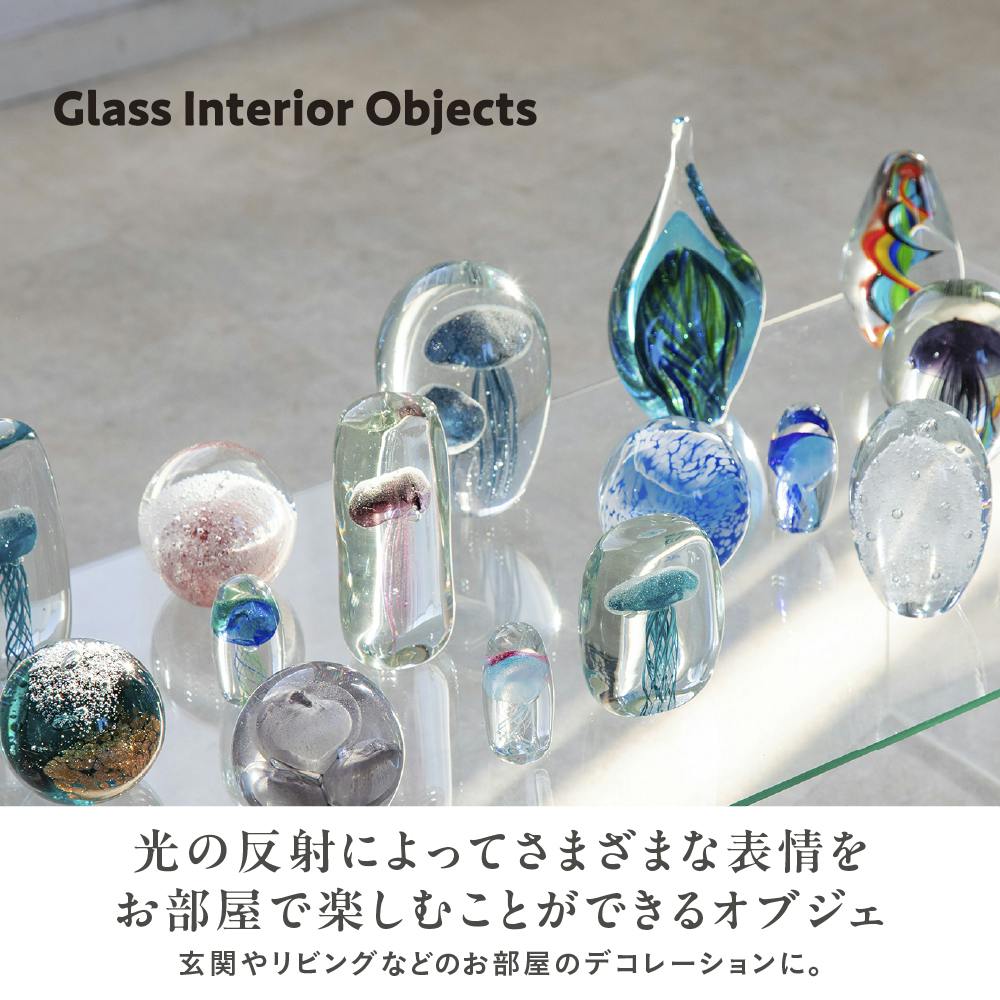 ガラスインテリアオブジェ クラゲL 置物 装飾品 【4545229167487 ガラスインテリアオブジェ クラゲL 置物 装飾品 【4545229167487