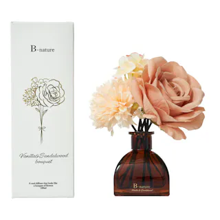 フラワーブーケ リードディフューザー バニラ&サンダルウッド 花瓶 アロマ リビング 寝室 トイレ ウッディな香り BN-027【別送品】