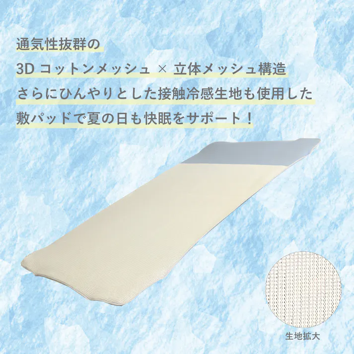 オーシン エアスルーパッド セミダブル 約120×195×高さ1cm 表面:IV/BL(アイボリー/ブルー) 裏面:GY(グレー) PD-1004 敷パッド 4958308370799【別送品】