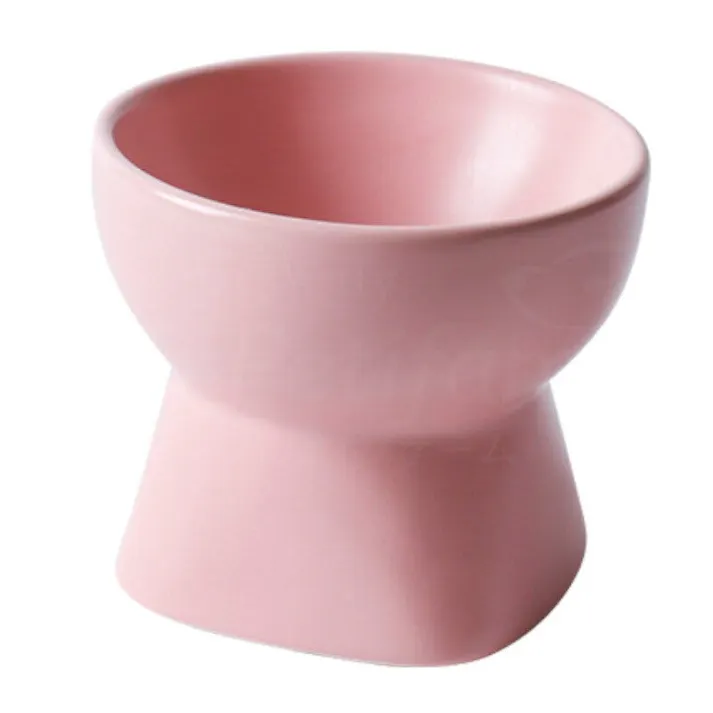 Petifam 脚付フードボウル ラウンド ピンク 陶器 レンジOK 食べやすい 4580756810260【別送品】