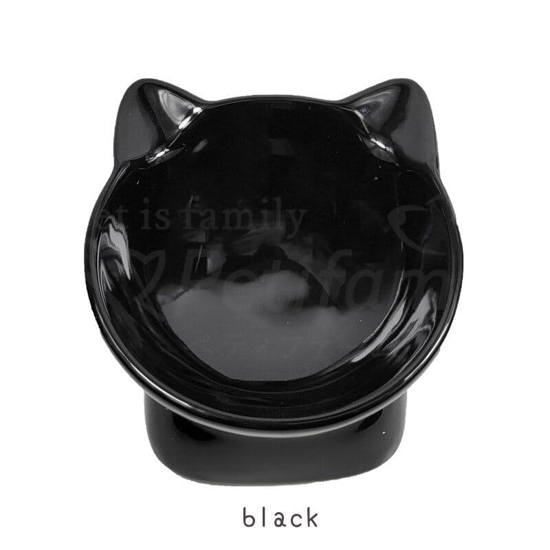 Petifam 猫型フードボウル ロー ブラック レンジOK 陶器 食べやすい 4580756811557 ペット食器 Petifam 猫型フードボウル ロー ブラック レンジOK 陶器 食べやすい 4580756811557 ペット食器