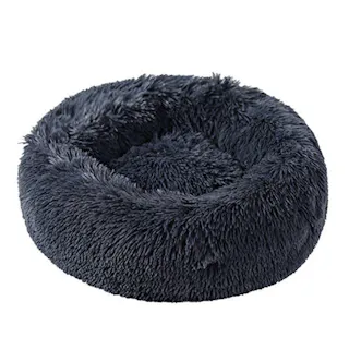 Petifam ふわふわマカロンベッド ファスナー付き M ダークグレー ペットベッド 洗えるカバー 滑り止め加工 4580756811670【別送品】