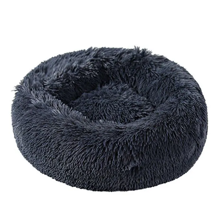 Petifam ふわふわマカロンベッド ファスナー付き M ダークグレー ペットベッド 洗えるカバー 滑り止め加工 4580756811670【別送品】