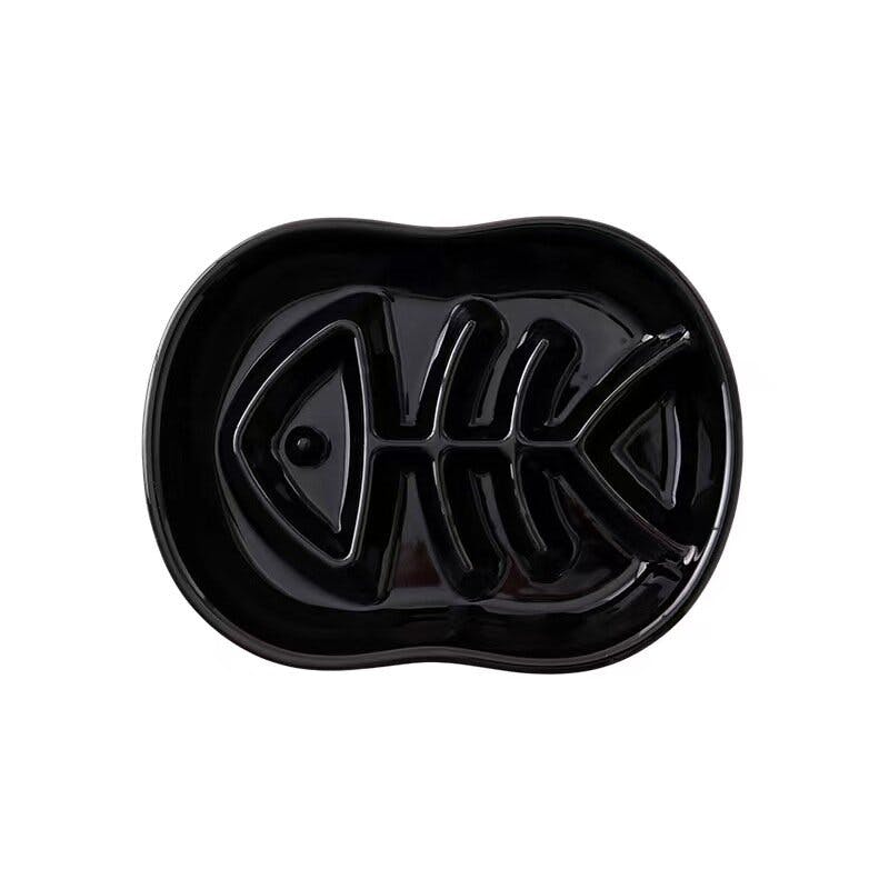 Petifam 陶器製早食い防止皿 フィッシュボーン ブラック 4580756812011 ペット食器 Petifam 陶器製早食い防止皿 フィッシュボーン ブラック 4580756812011 ペット食器