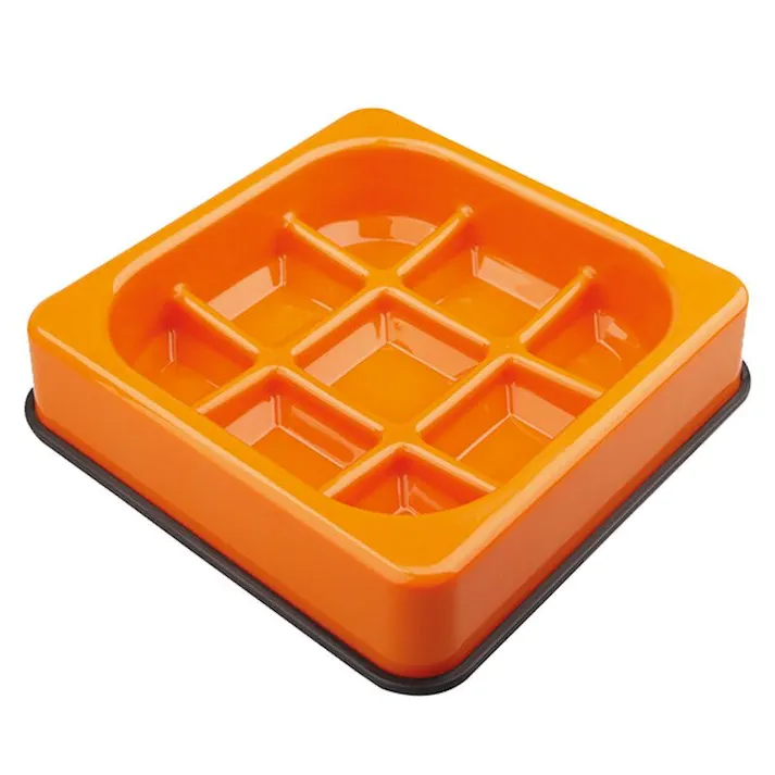 M-PETS 早食い防止皿 WAFFLE オレンジ 滑り止め 大きめ お手入れ簡単 6953182710554【別送品】