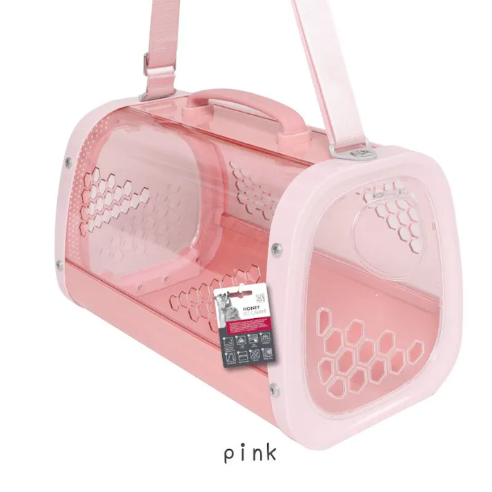 M-PETS ハニーペットキャリー ピンク 小窓付き 側面入口 通気性 6953182736349【別送品】