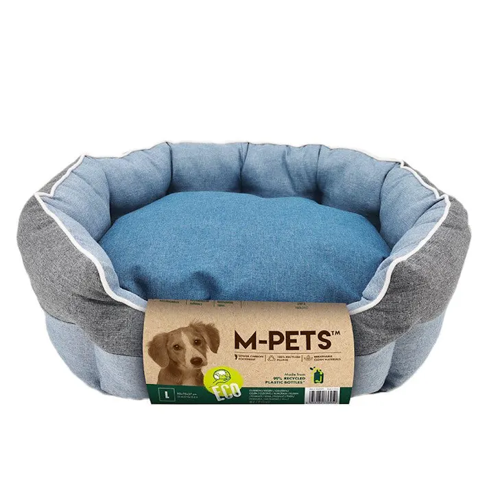 M-PETS ECOクッション L ブルー&グレー ペットベッド ふわふわ 弾力性 6953182736950【別送品】