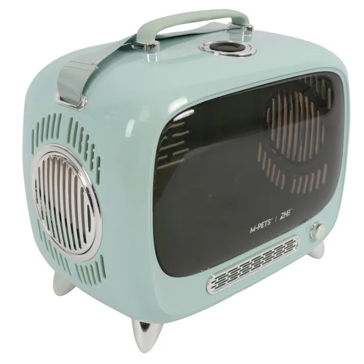 M-PETS TVペットキャリー ブルー 小窓付き 背面入口 通気性 6953182736998【別送品】