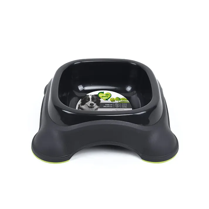 M-PETS ECOシングルボウル 1150ml ブラック&グリーン 犬猫食器 滑り止め付き 大きめ 6953182743682【別送品】