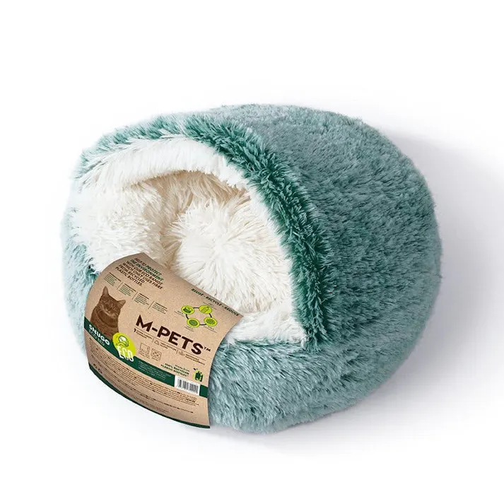 M-PETS SNUGO ECOベッド グリーン ドーム型 ふわふわ 2WAY 6953182744221【別送品】