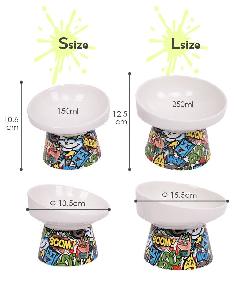 M-PETS TILT'Dレイズドセラミックボウル L カラフル 犬猫食器 陶器