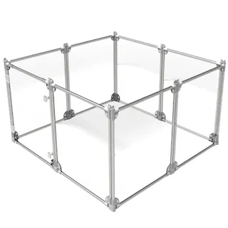 Petifam クリアサークル8面パネルH90cm シルバー ケージ・サークル 工具不要 屋内外兼用 丈夫素材 4580756813902【別送品】