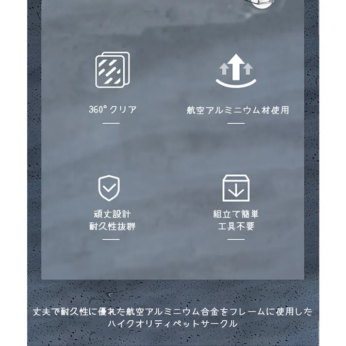 Petifam クリアサークル8面パネルH90cm シルバー ケージ・サークル 工具不要 屋内外兼用 丈夫素材 4580756813902【別送品】