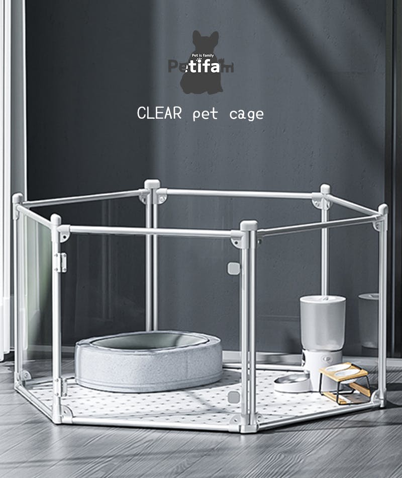 Petifam クリアサークル6面パネルH65cm ブラック ケージ・サークル