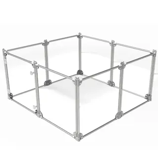 Petifam クリアサークル8面パネルH65cm シルバー ケージ・サークル 工具不要 屋内外兼用 丈夫素材 4580756813940【別送品】