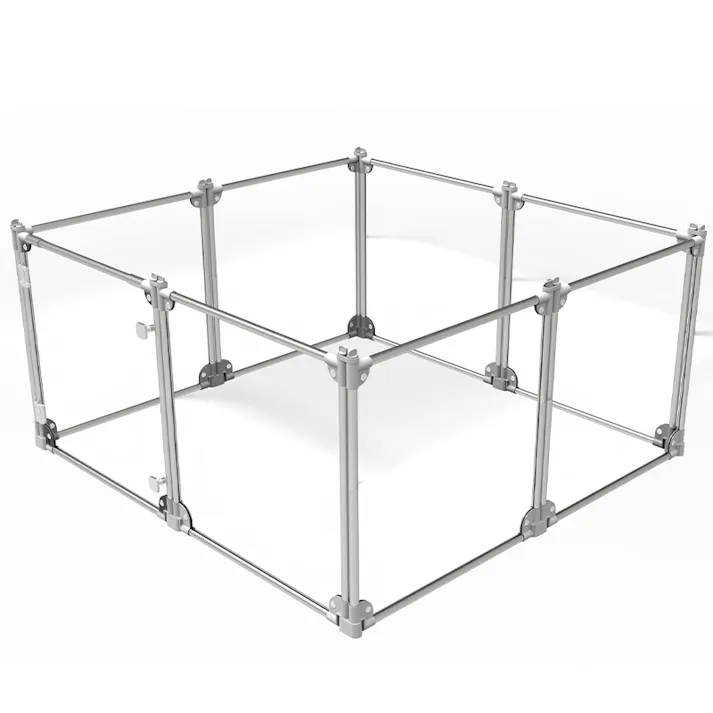 Petifam クリアサークル8面パネルH65cm シルバー ケージ・サークル 工具不要 屋内外兼用 丈夫素材 4580756813940【別送品】