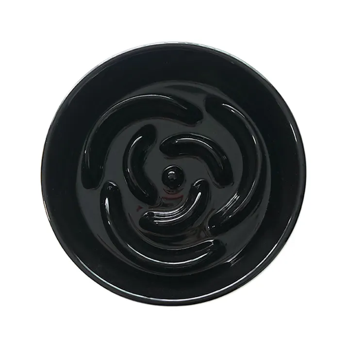 Petifam 陶器製早食い防止皿 ローズ ブラック 犬猫食器 4580756814992【別送品】