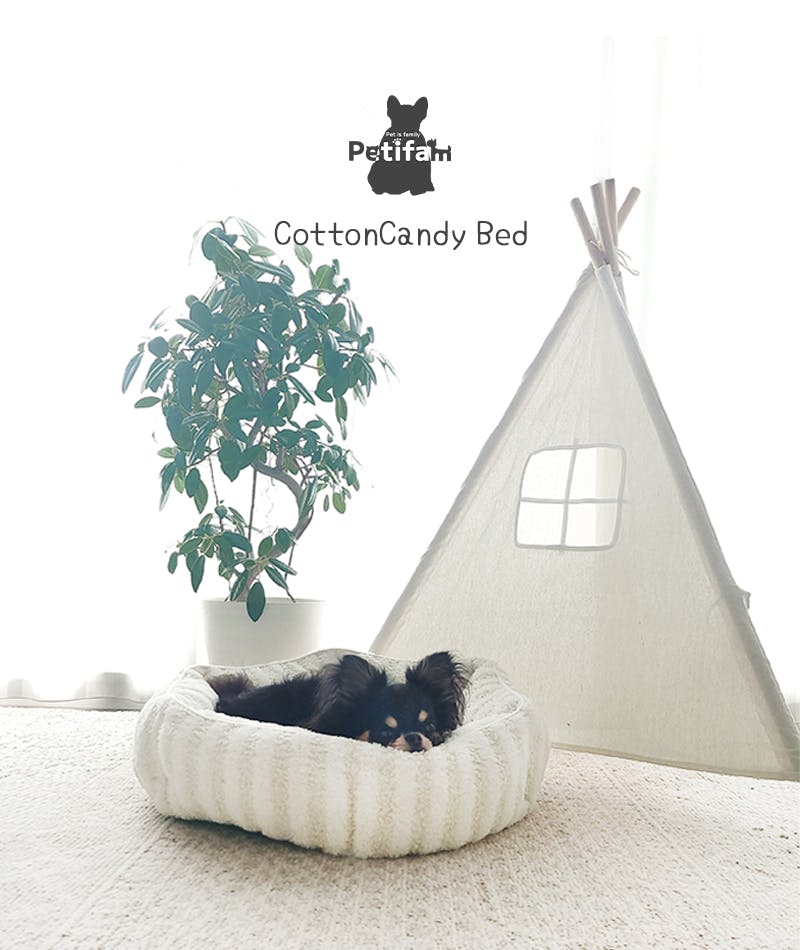 Petifam CottonCandyベッド スクエア オフホワイト ペットベッド