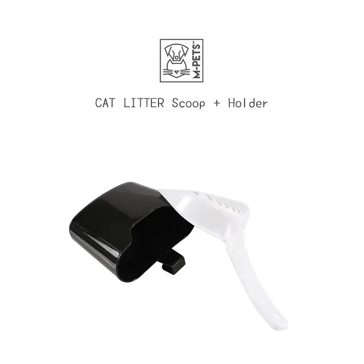 M-PETS キャットリタースコップ+ホルダー ホワイト&ブラック 猫用トイレ 幅広 5415341002678【別送品】