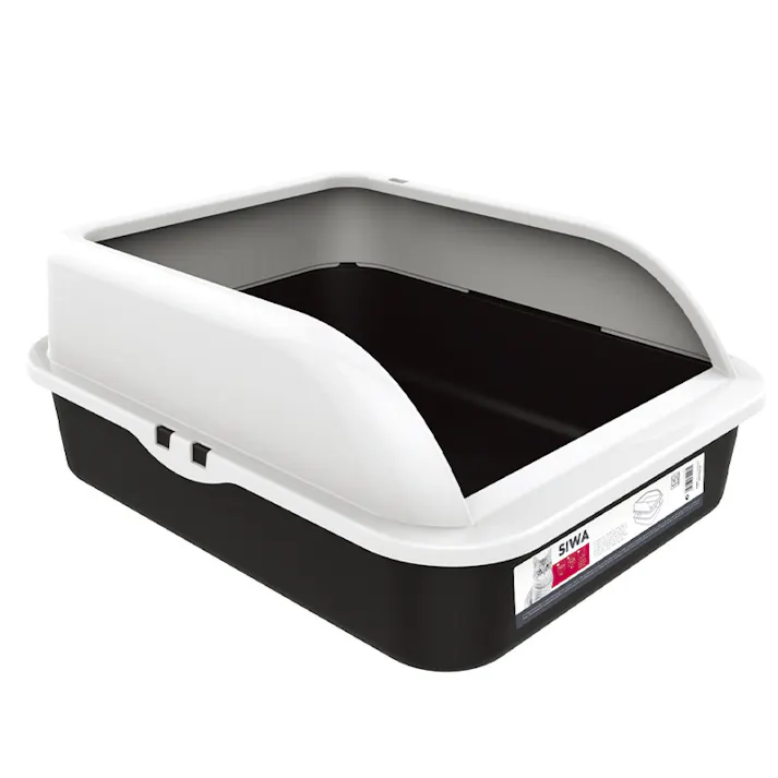 M-PETS SIWAキャットリタートレー L ブラック&ホワイト 猫用トイレ 大容量 飛散抑制 6953182709961【別送品】