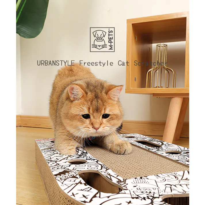 M-PETS URBANSTYLE Freestyleキャットスクラッチャー カラフル 爪とぎ 飛び散りにくい 鈴入りボール付き 6953182749110【別送品】