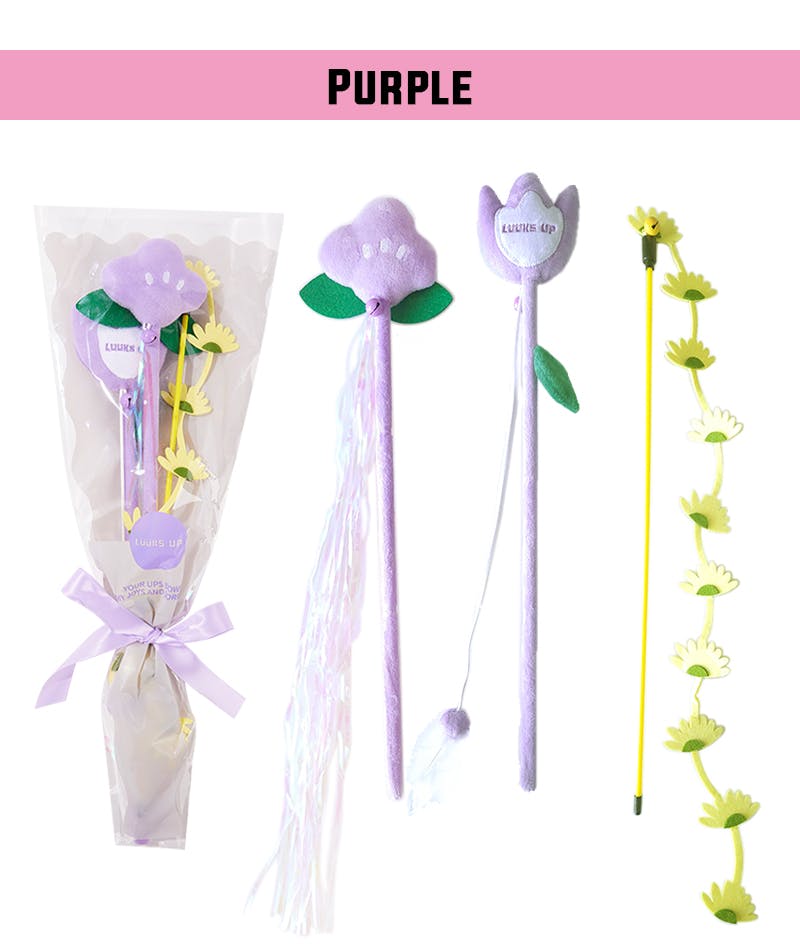 LUUKS UP Flower Bouquet Cat Teaser Lightblue 猫用おもちゃ