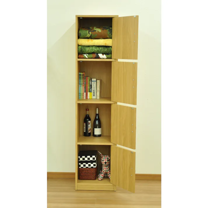 AIS エイアイエス 4ドア収納ボックス 本棚 収納ラック リビング 子供部屋 事務所 おもちゃ収納 本の収納 学童品収納 木製 GTBX-004【別送品】