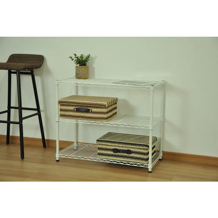 AIS エイアイエス 19φスチールラックセット ホワイト メタルラック ワイヤーラック スチールシェルフ ベッドサイド キッチン 洗面所 本の収納 観葉植物置き 家電収納 スチール NS-7535WH【別送品】