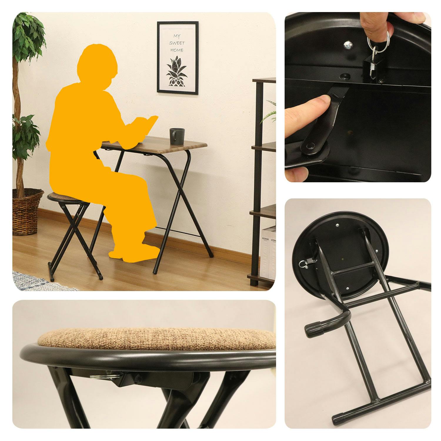 AIS エイアイエス 折畳テーブル・チェアセット ブラウン テーブルと