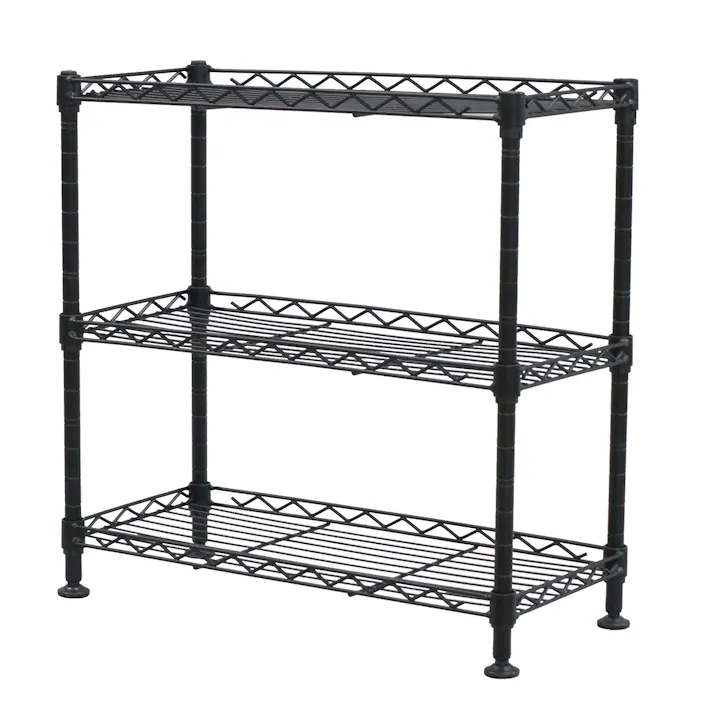 AIS エイアイエス ミニラック3段 ブラック メタルラック ワイヤーラック コンパクトラック リビング ベッドサイド キッチン 洗面所 調味料置き 小物収納 観葉植物置き スチール KSMN-3D BK【別送品】