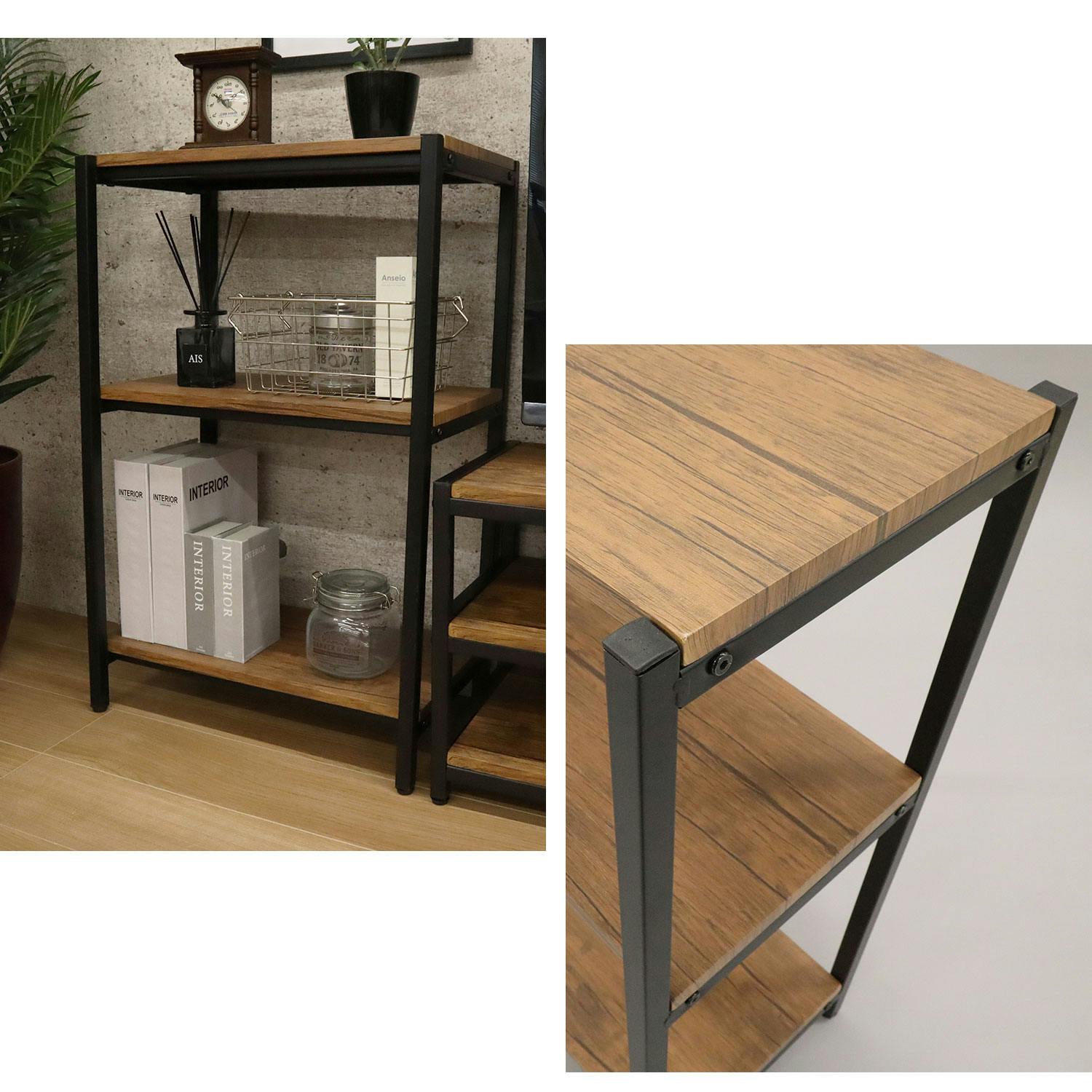 AIS エイアイエス ブロンクス三段ラック 本棚 収納ラック 事務所