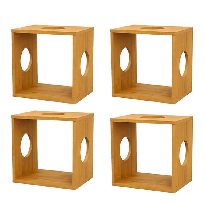 AIS エイアイエス オープンラックシステム猫ホーム4個セット OPR-4040 3S×4pcs (約)幅40cm奥行30cm高さ40cm リビング ソファ横 ベッド横 狭い部屋 猫ハウス オープンラック 小型 隙間収納 ブラウン 木製 オープンラック 4932528028586【別送品】