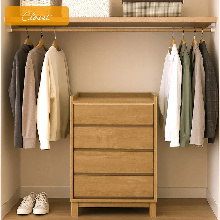 AIS フィニット チェスト 58×40×80cm 完成品引き出し付き収納庫 リビング 寝室 子供部屋 衣類収納 書類整理 雑貨収納 木製 FN-602 NA【別送品】