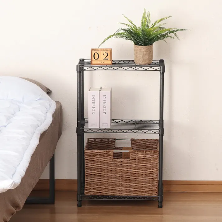 AIS 19φスチールラックセット4201 ダーク グレー 45×25×74.3cm メタルラック ワイヤーラック スチールシェルフ ベッドサイド キッチン 洗面所 本の収納 観葉植物置き 家電収納 スチール AAS-4201DGY【別送品】